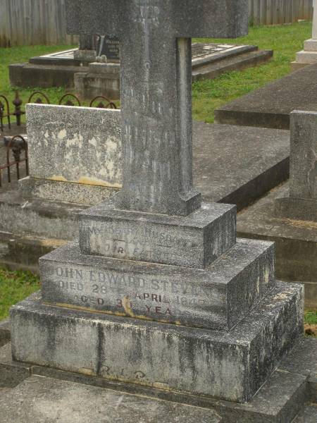 John Edward STEVENS,  | husband father,  | died 28 April 1947 aged 30 years;  | Murwillumbah Catholic Cemetery, New South Wales  | 