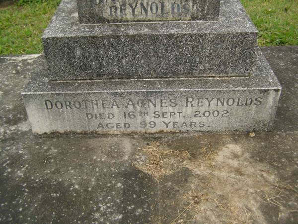 James Leo REYNOLDS,  | died 3 Sept 1947 aged 43 years;  | Dorothea Agnes REYNOLDS,  | died 16 Sept 2002 aged 99 years;  | Murwillumbah Catholic Cemetery, New South Wales  | 