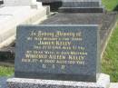 
James KELLY,
husband father,
died 27-12-1968 aged 57 years;
Winifred Aileen KELLY,
wife mother,
died 27-4-2007 aged 100 years;
Murwillumbah Catholic Cemetery, New South Wales
