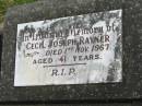 
Cecil Joseph RAYNER,
died 1 Nov 1967 aged 41 years;
Murwillumbah Catholic Cemetery, New South Wales
