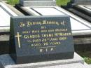 Gladys Irene MCMAHON, wife mother, died 26 June 1989 aged 76 years; Murwillumbah Catholic Cemetery, New South Wales 