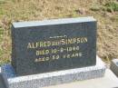 Alfred (Ray) SIMPSON,
died 10-9-1966 aged 59 years;
Murwillumbah Catholic Cemetery, New South Wales