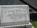 James Joseph HITCHENS,
husband father,
died 22 April 1965 aged 38 years;
Murwillumbah Catholic Cemetery, New South Wales