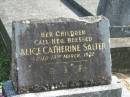 
Alice Catherine SALTER,
died 13 March 1972;
Murwillumbah Catholic Cemetery, New South Wales
