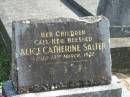 Alice Catherine SALTER,
died 13 March 1972;
Murwillumbah Catholic Cemetery, New South Wales