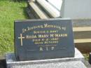 
Hilda Mary MCMAHON,
sister aunt,
died 4-2-1987 aged 80 years;
Murwillumbah Catholic Cemetery, New South Wales
