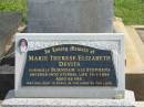 Marie Therese Elizabeth DEVITS (formerly BURNHAM nee STEPHENS),
mum nan,
died 12-1-1999 aged 65 years;
Murwillumbah Catholic Cemetery, New South Wales