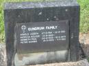 
Arnold Joseph GUNDRUM,
27-9-1921 - 16-4-1991;
Patricia Dolour GUNDRUM,
15-9-1925 - [no death date];
Kenneth Paul GUNDRUM,
24-2-1955 - 10-3-1975;
Peter Damie GUNDRUM,
19-5-1959 - 7-7-1961;
Murwillumbah Catholic Cemetery, New South Wales
