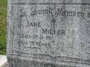Jane MILLER, mum, died 17-8-76 aged 79 years; Murwillumbah Catholic Cemetery, New South Wales 