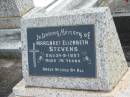 
Margaret Elizabeth STEVENS,
died 24-9-1997 aged 76 years;
Murwillumbah Catholic Cemetery, New South Wales
