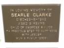 
Searle CLARKE,
died 20-5-1942 aged 2 years,
child of Ambrose & Alice;
Murwillumbah Catholic Cemetery, New South Wales
