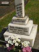 Iris ZAMBELLI,
wife,
died 30 April 1942 aged 19 years;
Murwillumbah Catholic Cemetery, New South Wales