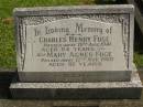 
Charles Henry FUGE,
died 19 Aug? 1941 aged 64 years;
Mary Agnes FUGE,
died 12 Nov 1960 aged 82 years;
Murwillumbah Catholic Cemetery, New South Wales
