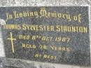 Thomas Sylvester STAUNTON, died 8 Oct 1987 aged 78 years; Murwillumbah Catholic Cemetery, New South Wales 
