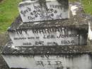 
Ivy Margaret,
wife of Les JOHNSON,
died 24 Oct 1934 aged 26 years;
Murwillumbah Catholic Cemetery, New South Wales
