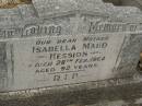 Christopher Stephen HESSION,
husband father,
died 27 Jan 1944 aged 76 years;
Isabella Maud HESSION,
mother,
died 28 Feb 1964 aged 92 years;
Elsie Norah HESSION,
daughter of Steve & Bella HESSION,
died 29 Sept 1912 aged 20 years;
Murwillumbah Catholic Cemetery, New South Wales