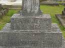 Henry James HAIMES,
died 25 Oct 1945 aged 75 years;
Christine Rose HAIMES,
wife,
died 17 Sept 1951 aged 69 years;
Murwillumbah Catholic Cemetery, New South Wales