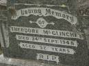 
Theodore MCGLINCHEY,
died 24 Sept 1948 age 52 years;
Murwillumbah Catholic Cemetery, New South Wales
