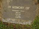 Margaret WOOD,
died 26-10-1947 aged 32 years;
Murwillumbah Catholic Cemetery, New South Wales