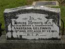 Anastasia GELZINNIS,
mother grandmother,
died 25 April 1957 aged 87 years;
William CAVANAGH,
died 22 April 1911 aged 75 years;
Murwillumbah Catholic Cemetery, New South Wales