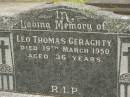 Leo Thomas GERAGHTY, died 19 March 1950 aged 36 years; Murwillumbah Catholic Cemetery, New South Wales 