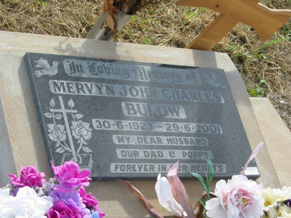 Mervyn John Charles BULOW  | 30-6-1923 to 29-6-2001  |   | Mutdapilly general cemetery, Boonah Shire  | 