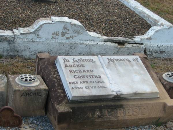 Archie Richard GRIFFITHS  | 21 Apr 1965  | 61 yrs  |   | Mutdapilly general cemetery, Boonah Shire  | 