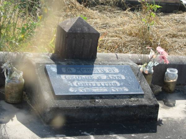 GRIFFITHS  | George 73 yrs  | Ann 81 yrs  |   | Mutdapilly general cemetery, Boonah Shire  | 