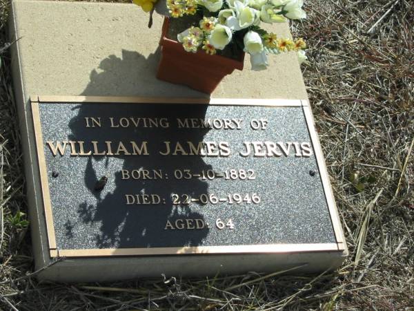 William James JERVIS  | B: 3-10-1882  | D: 22-601946  | aged 64  |   | Mutdapilly general cemetery, Boonah Shire  | 