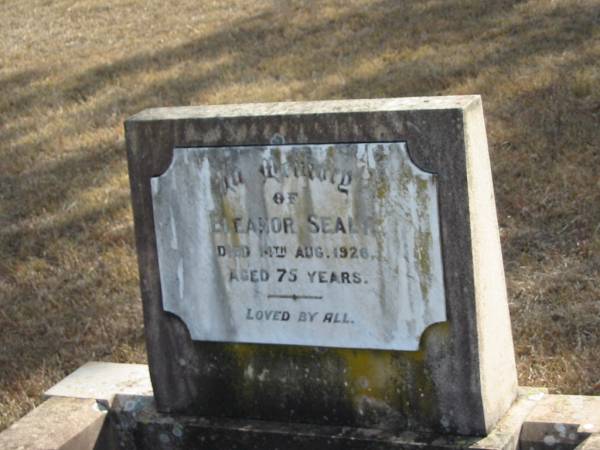 Eleanor SEALY  | 14 Aug 1926  | 75 yrs  |   | Mutdapilly general cemetery, Boonah Shire  | 