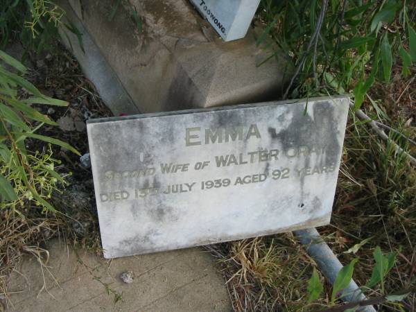 Emma  | second wife of Walter GRAY  | 13 Jul 1939  | aged 92  |   | Mutdapilly general cemetery, Boonah Shire  | 
