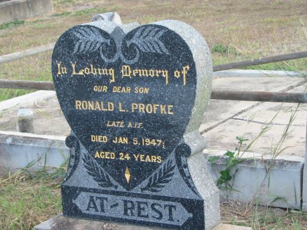 Ronald L PROFKE  | Jan 5 1947  | 24 yrs  |   | Mutdapilly general cemetery, Boonah Shire  | 