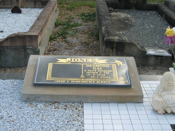 Desmond Ray JONES  | 15-5-1936 to 26-1-2002  |   | Mutdapilly general cemetery, Boonah Shire  | 