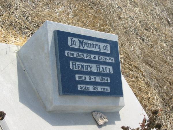 Henry HALL  | 9-9-1994  | 89 yrs  |   | Mutdapilly general cemetery, Boonah Shire  | 