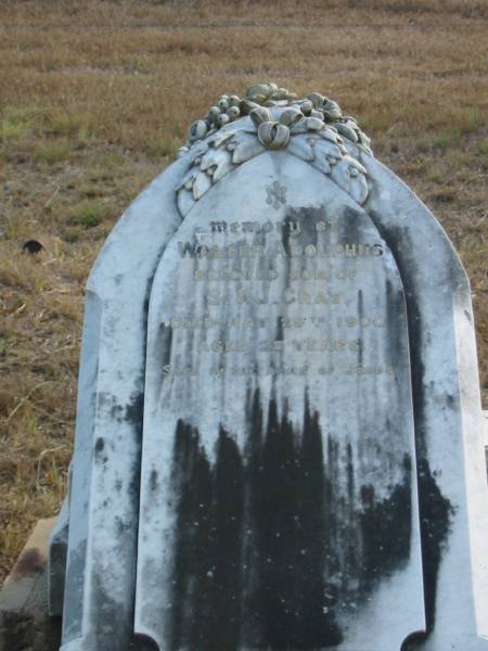 Walter Adolphus  | son of  | S and J GRAY  | 29 May 1900  | aged 28  |   | Mutdapilly general cemetery, Boonah Shire  | 
