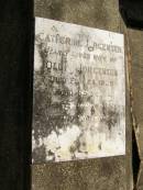 Catherine JORGENSEN,
wife of Oluf JORGENSEN,
died 24 Feb 1909 aged 85 years,
mourned by husband and children;
Nikenbah Aalborg Danish Cemetery, Hervey Bay
