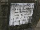 Allan SANDERS,
died 20 Aug 1937 aged 53 years;
Isabella SANDERS,
died 18 June 1944;
Nikenbah Aalborg Danish Cemetery, Hervey Bay
