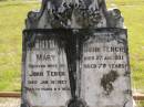 Mary, wife of John TENCH, died 16 Jan 1927 aged 72 years 6 months; John TENCH, died 27 Aug 1941 aged 79 years; Nikenbah Aalborg Danish Cemetery, Hervey Bay 