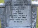 Christian Tostensen HANSEN, died 10 May 1925 aged 81 years, father; Matilda HANSEN, died 15 Nov 1883 aged 1 year 8 months, sister; erected by son G.C. HANSEN; Nikenbah Aalborg Danish Cemetery, Hervey Bay 