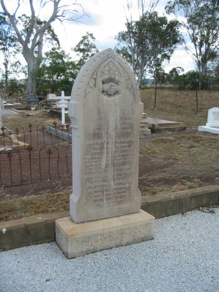 Sarah Ann GAMBLING,  | born ?? 1900,  | died 11 Jan 1919;  | May Gladys GAMBLING,  | born 9 August 1913,  | died 1 January 1915;  | Rosetta GAMBLING,  | died 4 Dec 1928 aged 48 years;  | George Henry GAMBLING;  | Nobby cemetery, Clifton Shire  | 