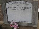 
Laurence T. KNECHT,
1913 - 1947;
Valentine KNECHT,
1861 - 1951;
Adelaide J. KNECHT,
1873 - 1963;
Nobby cemetery, Clifton Shire
