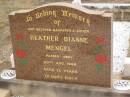 Heather Dianne MENGEL, died 20 Aug 1969 aged 13 years, daughter sister; Nobby cemetery, Clifton Shire 