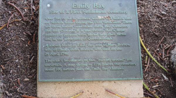 First Kingston cemetery at Emily Bay  | 