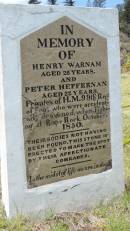 
Henry WARNAM
d: 1850, aged 26

Peter HEFFERNAN
d: 1850, aged 22

Drowned at Rope Rock

Norfolk Island - Headstone Point

