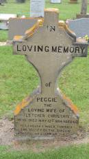 
Peggie (CHRISTIAN)
wife of Fletcher CHRISTIAN
d: 12 May 1884, aged 64

Norfolk Island Cemetery

