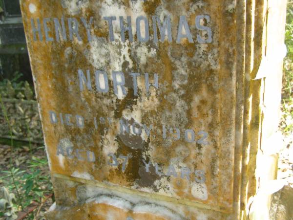 Henry Thomas NORTH,  | died 1 Nov 1902 aged 37 years;  | North Tumbulgum cemetery, New South Wales  | 