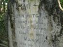 John RITCHIE,
died 2 Dec 1900 aged 81 years;
Mary,
died 7 July 1904 aged 79 years;
North Tumbulgum cemetery, New South Wales
