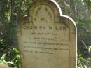 
Charles H. LAW,
died 6 Nov 1902 aged 34 years;
North Tumbulgum cemetery, New South Wales
