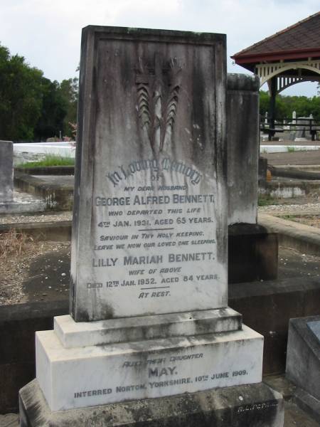 George Alfred Bennett, Lilly Marian Bennett  |   | Nundah / German Station Cemetery: (Albury/Bridges relatives)  |   | 