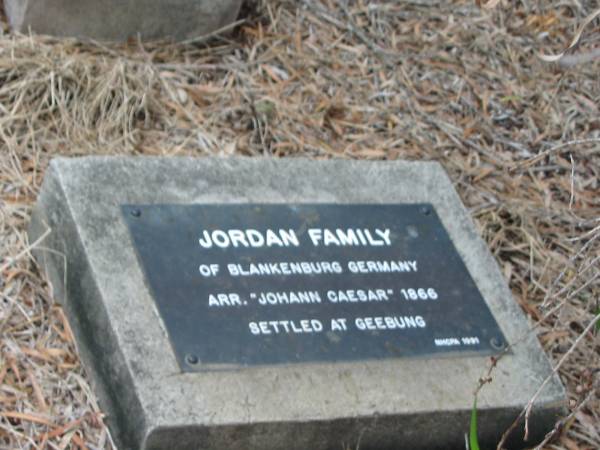 Jordan Family of Blankenburg, Germany  | Arr Johann Caesar 1866  | settled at Geebung  |   | Nundah / German Station Cemetery: (Albury/Bridges relatives)  |   | 